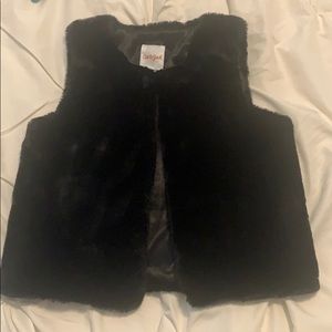 Girls black fur vest